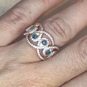 BUNDLE B2G1FREE size 7 Rose Gold Lab Created Opal and Diamond CZ